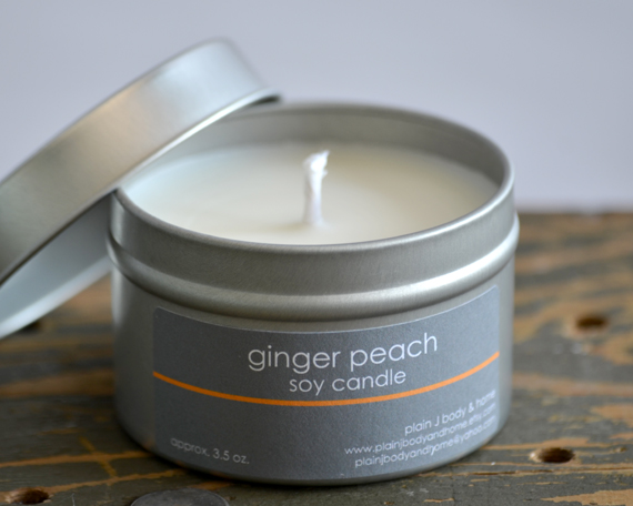 Soy Candle Tin 4 Oz - Ginger Peach